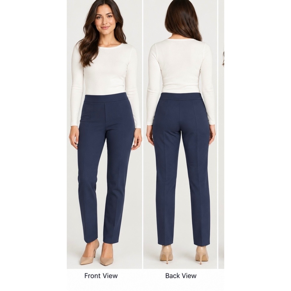Boden Richmond 7/8 Trousers Navy Blue Slim Leg Pull On Pants WT043 Womens US 10
